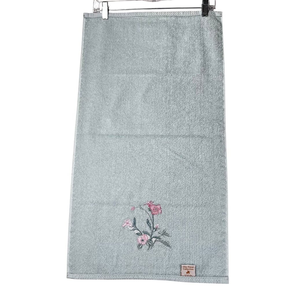 Vtg Embroidered Floral Bath Hand Towel Set of 4 The Royal Collection Green Pink - Picture 11 of 16